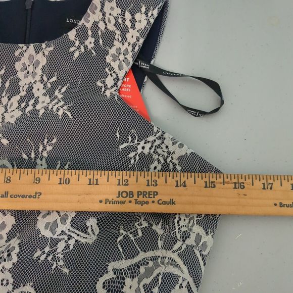 London Dress Company Dress Womens Size 4 Lace Chiffon Overlay navy new with tag - Picture 4 of 6